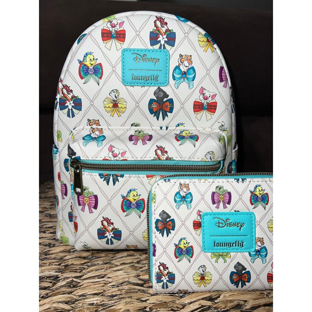 Loungefly Disney Princess Bows & Sidekicks Mini Backpack Wallet Set